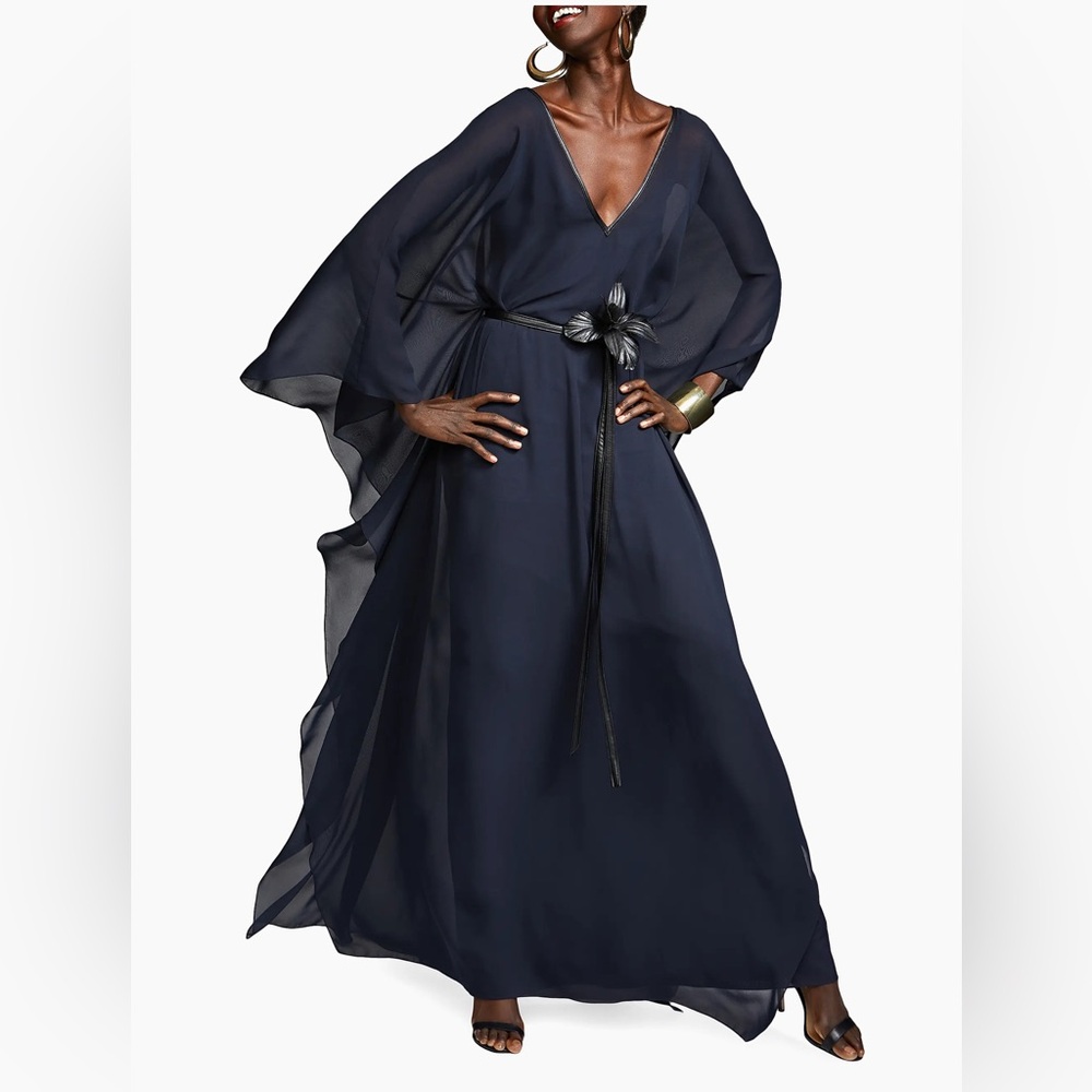 Halston May Chiffon Belted Caftan Dress